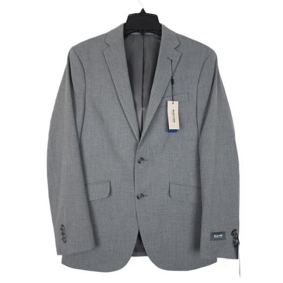 Kenneth Cole Reaction Modern-Fit Stretch Sport Coat Grey Mini-Check 38R NWT - Picture 1 of 4